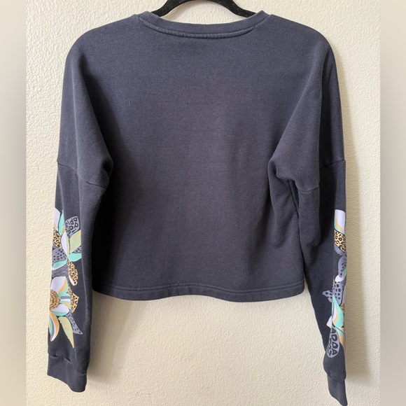 Adidas Cropped Crewneck Sweatshirt Floral Graphic Sleeves | XS - Picture 6 of 11